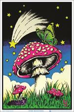 Mushroom Butterflies Black Light Poster - 23